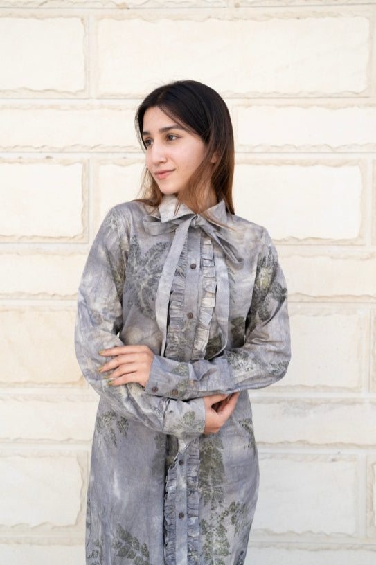 Greywood Botanical Tie Neck Dress