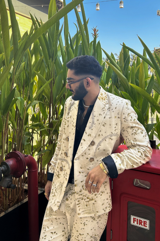 Mens Ecoprinted Blazer - Mixed leaves