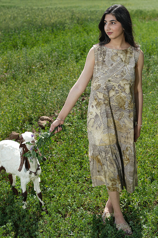 Whispering Leaves Eco-Print Dress