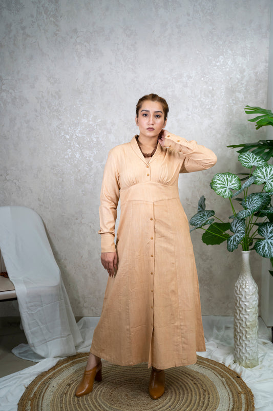 Ethereal Peac Button-Down Dress
