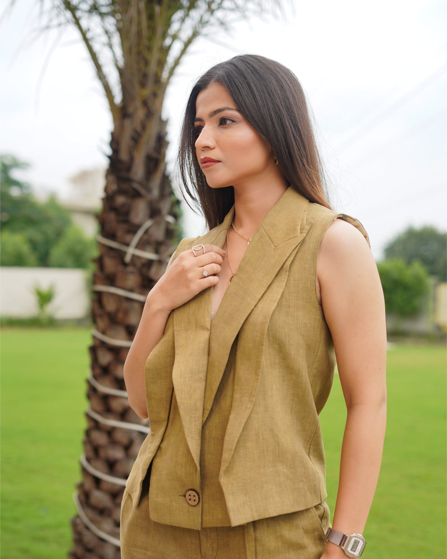 Marigold hand dyed waiscoat with pants