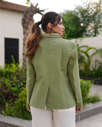 leafy green blazer set with pants