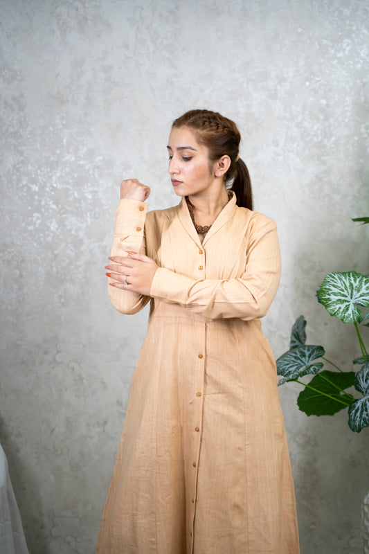 Ethereal Peac Button-Down Dress