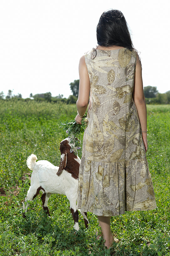 Whispering Leaves Eco-Print Dress