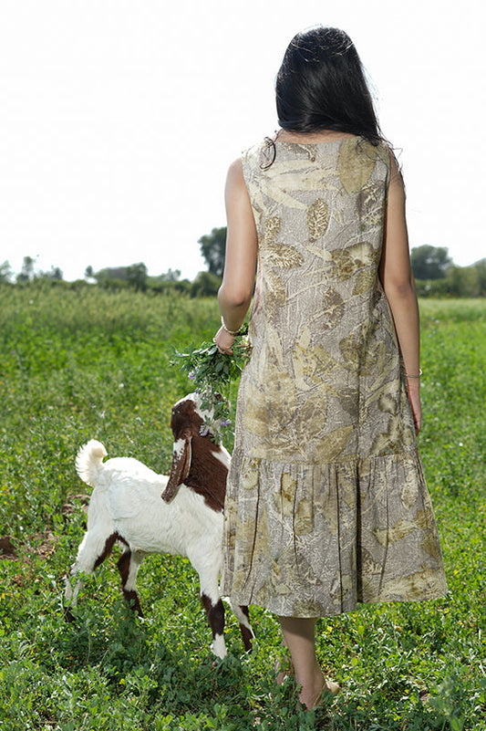 Whispering Leaves Eco-Print Dress