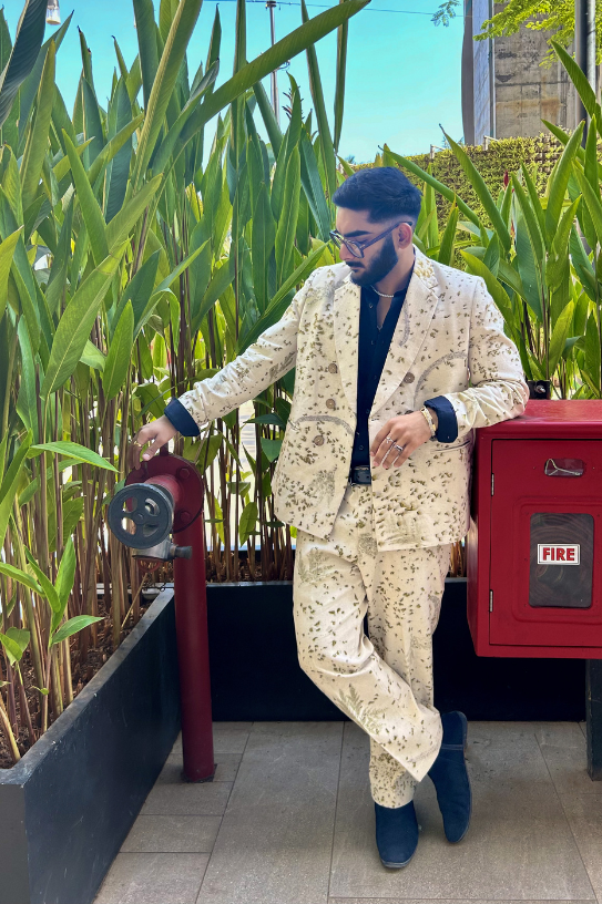 Mens Ecoprinted Blazer - Mixed leaves