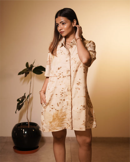 Eco printed shirt dress