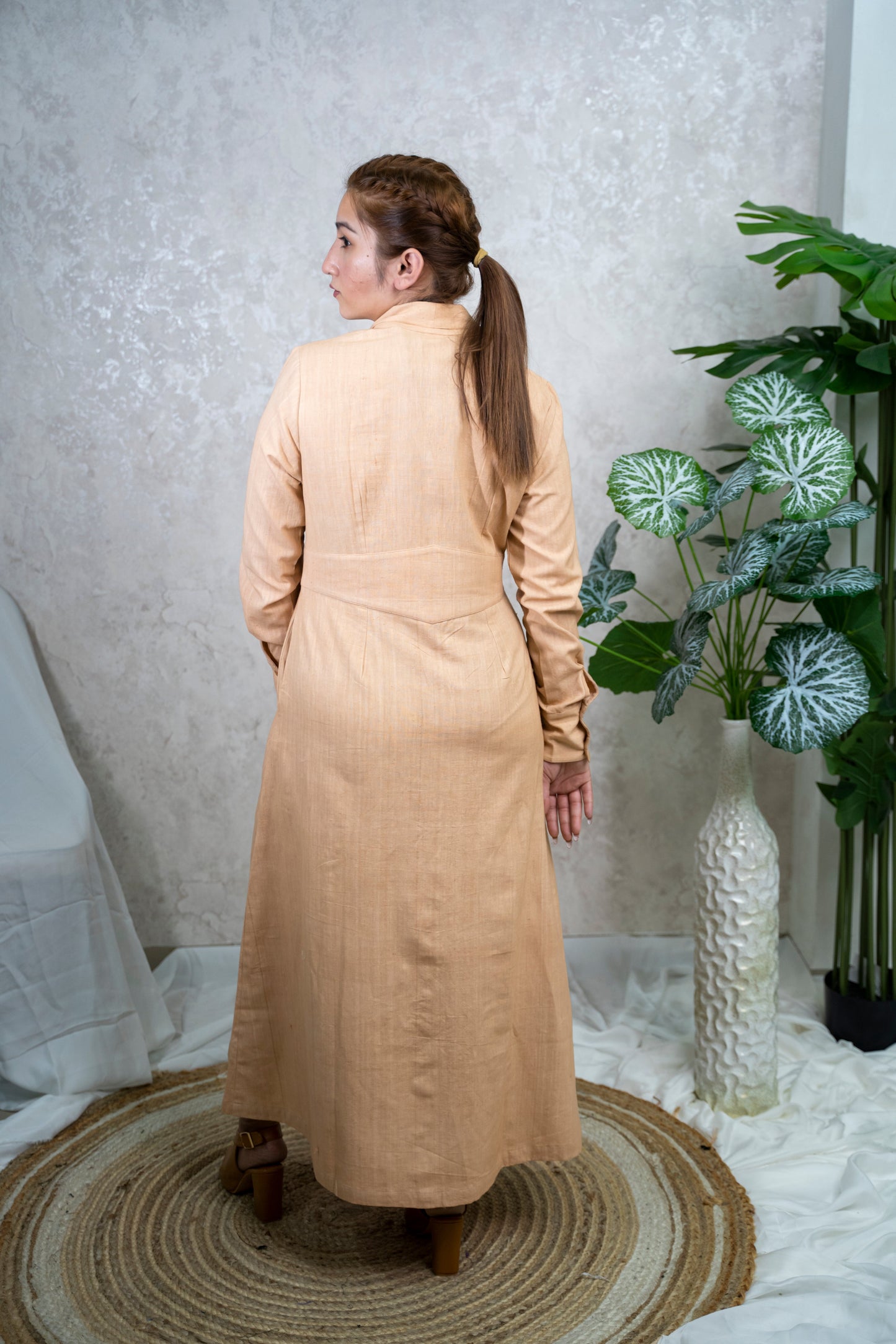 Ethereal Peac Button-Down Dress
