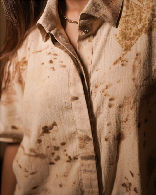 Eco printed shirt dress