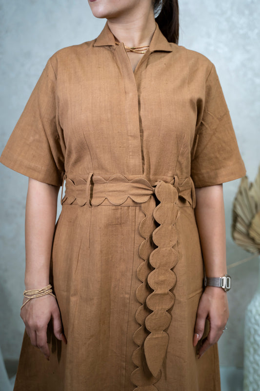 Earthy Essence Asymmetric Midi Dress