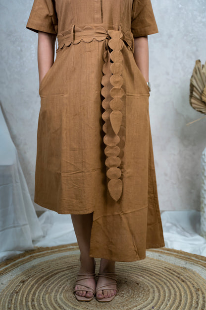 Earthy Essence Asymmetric Midi Dress